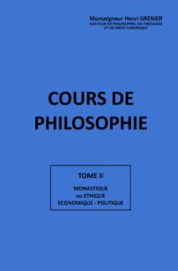 Cours de philosophie, tome 2  –  Mgr Henri Grenier